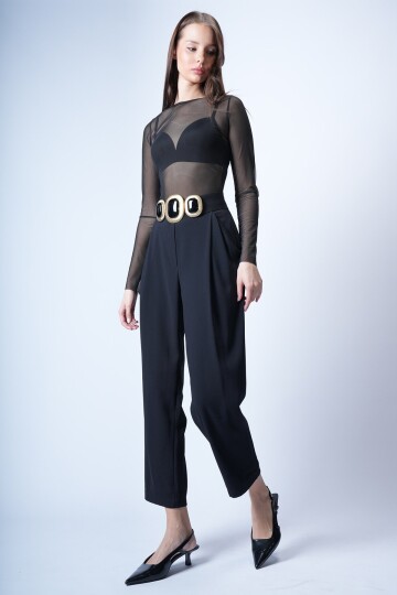 Siyah Cepli Palazzo Pantolon