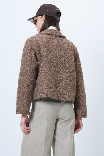 Çift Cepli Fermuar Kapamalı Buklet Ceket