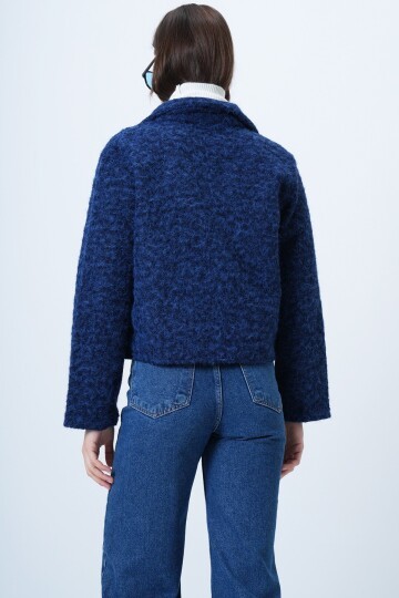 Çift Cepli Fermuar Kapamalı Buklet Ceket