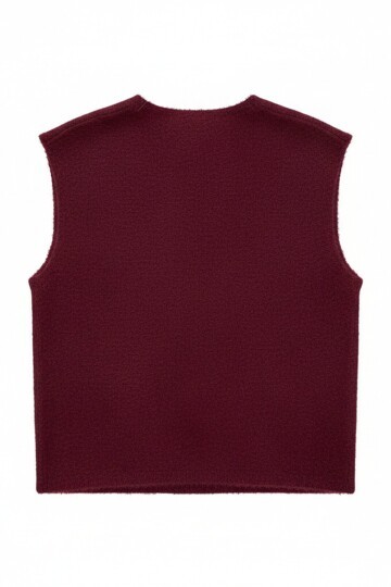 Çift Cepli Gold Düğmeli Yumoş Yelek