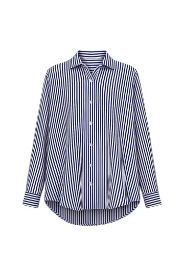 Mavi Çizgili Oversize Gömlek