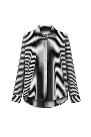 Siyah Çizgili Oversize Gömlek