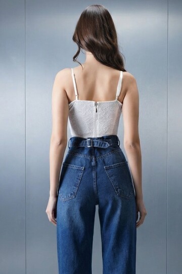 Beyaz Dantel Askılı Bralet