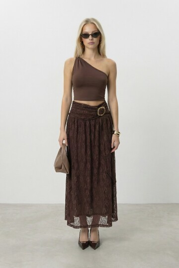 Dantel Detaylı Midi Boy Etek