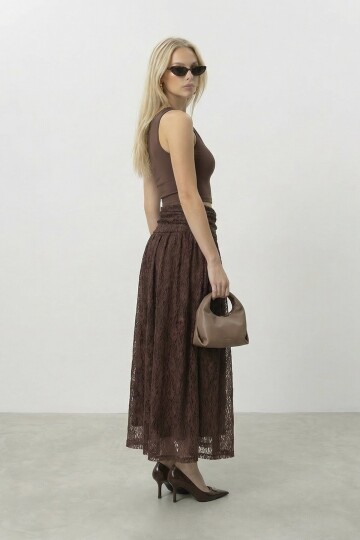 Dantel Detaylı Midi Boy Etek