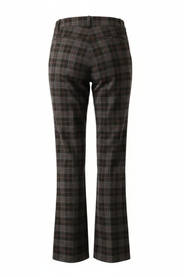 Kemerli Ekoseli İspanyol Paça Pantolon