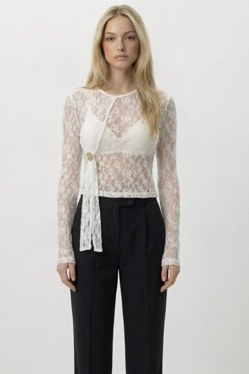 Dantel Detaylı Transparan Bluz