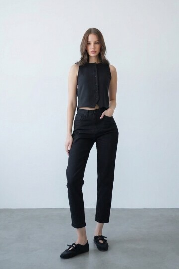 Siyah Dar Paça Jean Pantolon