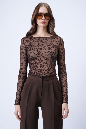 Desenli Transparan Bluz