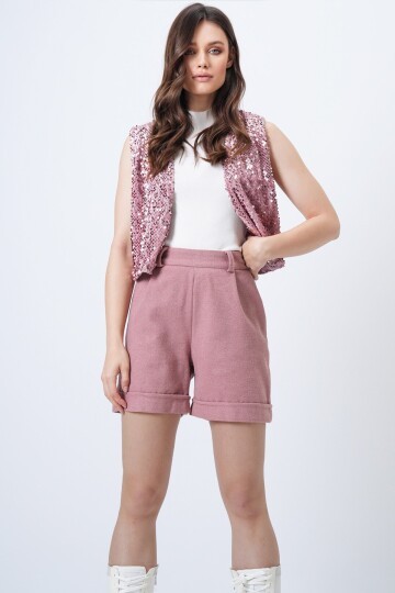 Duble Paça Çift Cepli Kışlık Kaşe Şort