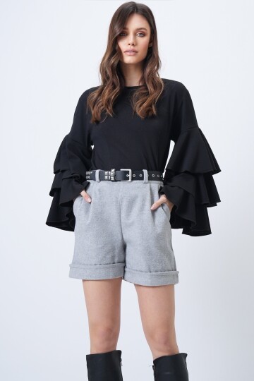 Duble Paça Çift Cepli Kışlık Kaşe Şort