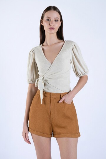 Duble Paça Çift Cepli Kışlık Kaşe Şort