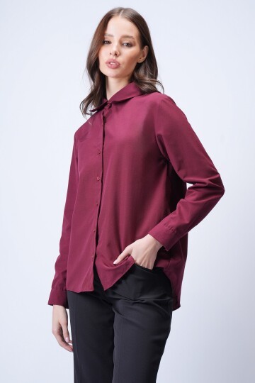 Bordo Düz Kesim Gömlek