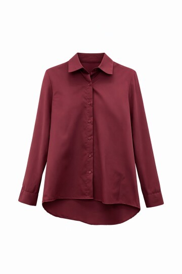 Bordo Düz Kesim Gömlek
