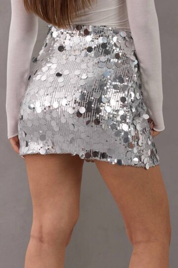 Fermaur Kapamalı Pul Payet Mini Etek