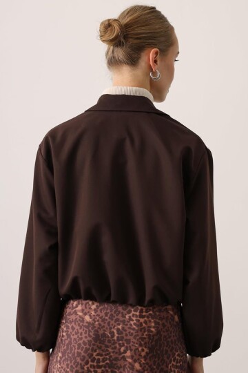 Fermuar Kapamalı Beli Ve Kolları Lastikli Bomber Astarlı Ceket