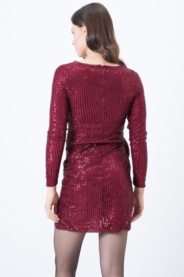 Fermuar Kapamalı Pul Payet Mini Elbise