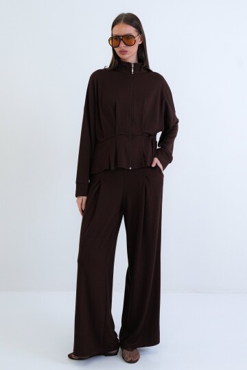 Fermuarlı Sweatshirt Ve Beli Lastikli Pantolon Takım