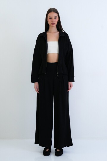 Fermuarlı Sweatshirt Ve Beli Lastikli Pantolon Takım