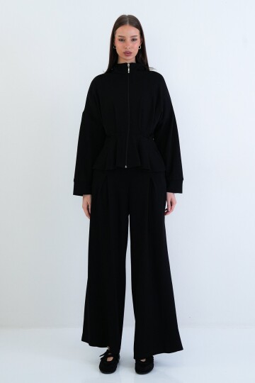 Fermuarlı Sweatshirt Ve Beli Lastikli Pantolon Takım