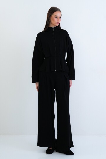 Fermuarlı Sweatshirt Ve Beli Lastikli Pantolon Takım