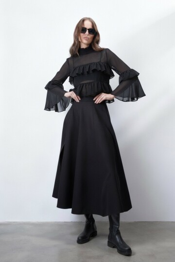 Fırfırlı Şifon Bluz