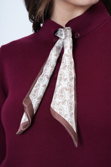 Fularlı Gömlek Yaka Mini Boy Elbise