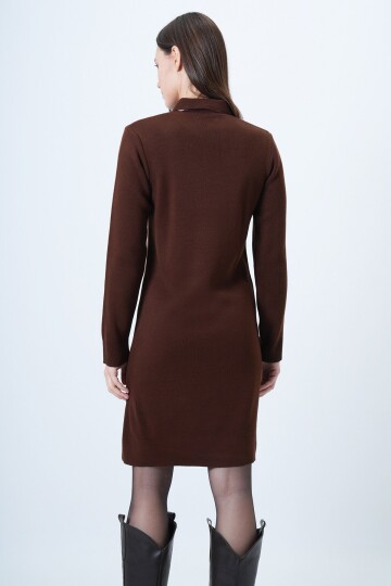 Fularlı Gömlek Yaka Mini Boy Elbise