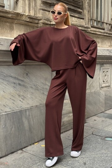 Geniş Kol Detaylı Oversize İkili Takım