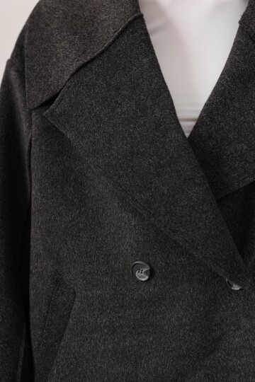 Geniş Yaka Çift Cepli Kaşe Ceket