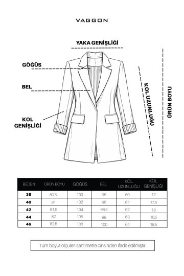 Kahverengi Kontrastlı Blazer Ceket