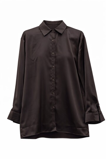 Kahverengi Saten Gömlek