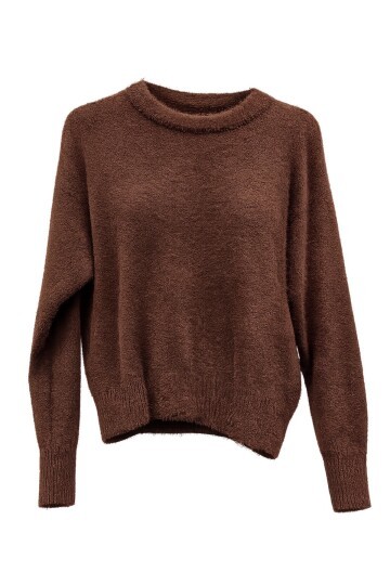 Kahverengi Tüylü Triko Kazak