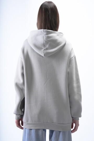 Gri Kapüşonlu Sweatshırt