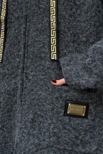 Kapüşonlu Uzun Peluş Mont