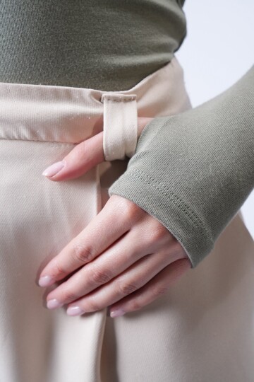 Çağla Yeşili Kare Yaka Bluz