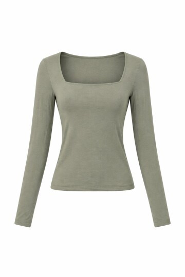 Çağla Yeşili Kare Yaka Bluz