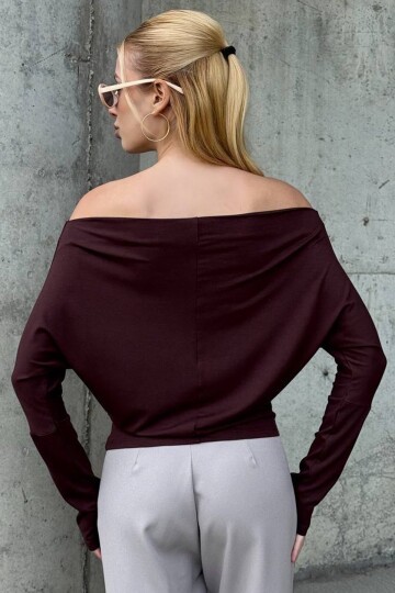 Kayık Yaka Uzun Kollu Basic Bluz