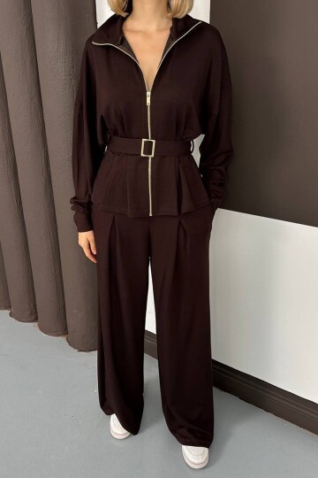 Kemer Detaylı Fermuarlı İkili Takım