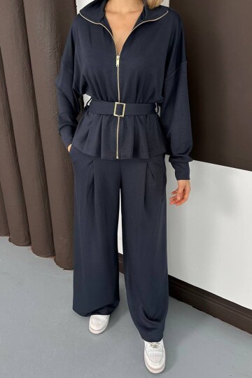 Kemer Detaylı Fermuarlı İkili Takım