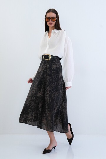 Kemerli Desenli Etek