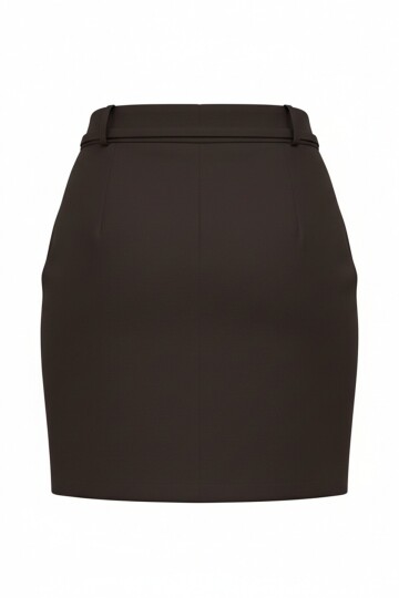 Kendinden İnce Kemer Detaylı Mini Etek