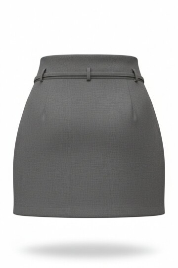 Kendinden İnce Kemer Detaylı Mini Etek