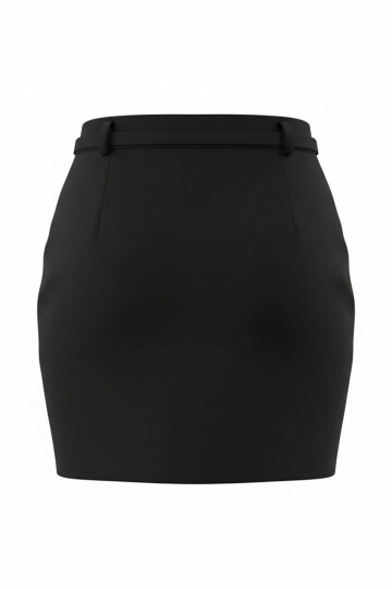 Kendinden İnce Kemer Detaylı Mini Etek
