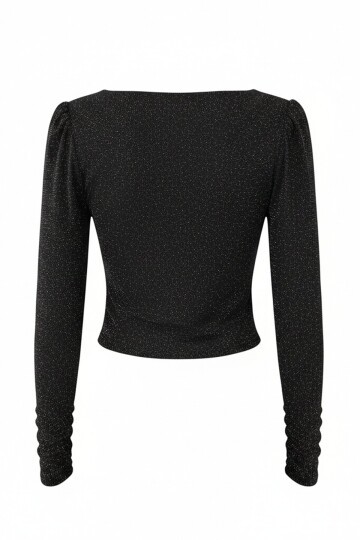 Kruvaze Yaka Simli Crop Bluz