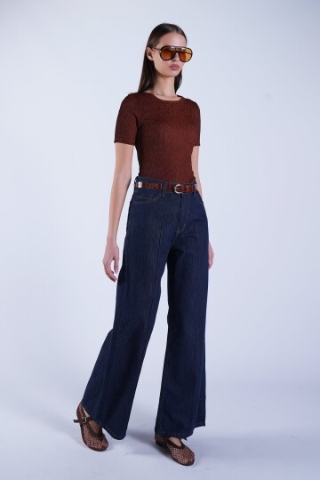 Lacivert Kemerli Palazzo Jean