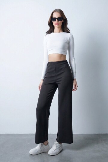 Siyah Likralı Modal Pantolon