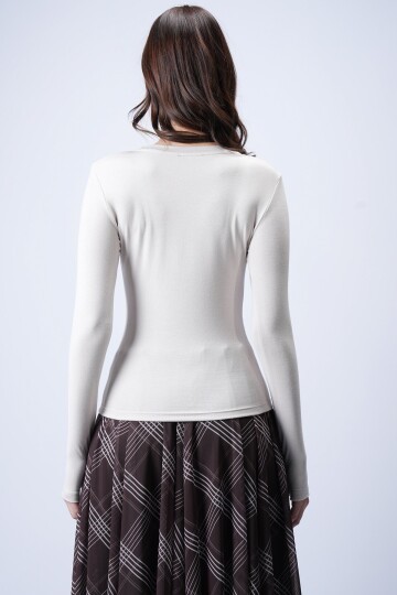 Likralı Uzun Kollu Bluz