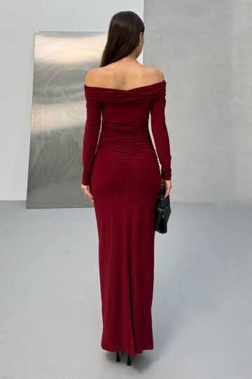 Madonna Yaka Aksesuar Detaylı Maxi Boy Elbise