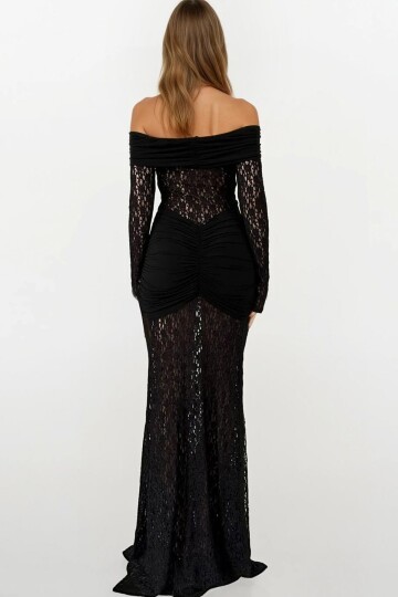 Madonna Yaka Danteli Maxi Boy Elbise